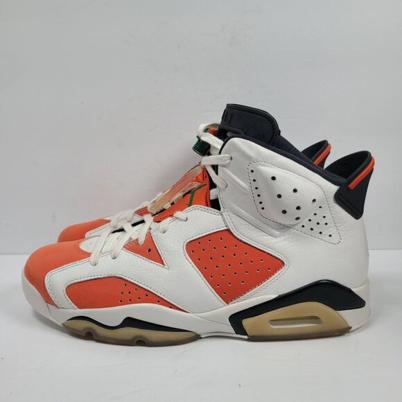 Air Jordan 6 Retro Gatorade Men's White Orange Sneakers 384664-145 US Size 12 - Picture 2 of 8